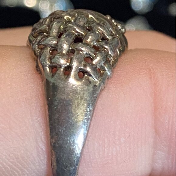 Ring Size 8 Gold Accents CZ Sterling Silver 925 Women Semi-Precious Stone - Picture 2 of 13